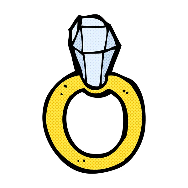 Anillo de diamantes de dibujos animados cómicos — Vector de stock