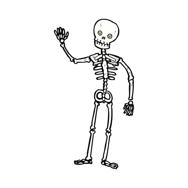 Fumetto scheletro ondulante cartone animato — Vettoriale Stock