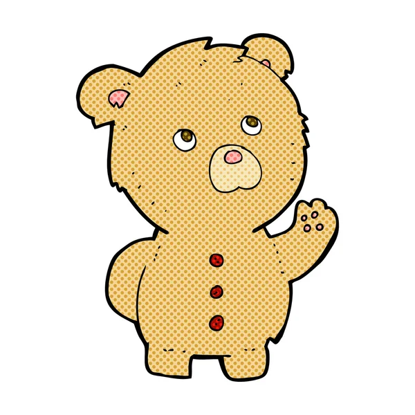 Comic-Cartoon winkt Teddybär — Stockvektor