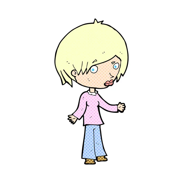 Strip cartoon verward vrouw — Stockvector