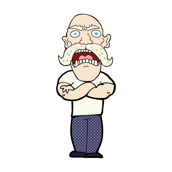 Comic cartoon angry man — Stock Vector