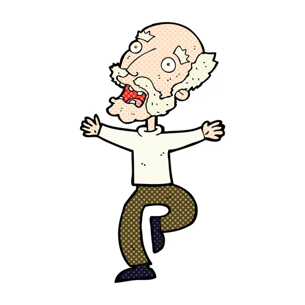 Strip cartoon oude man met een angst — Stockvector