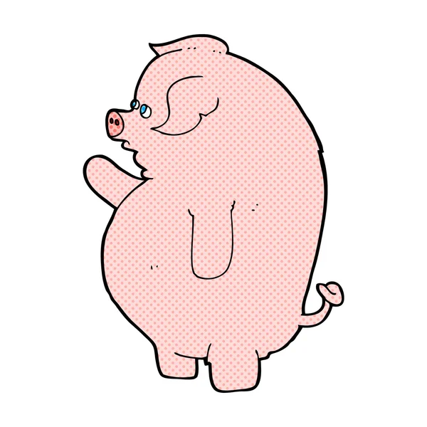 Comic cartoon fat pig — Stock Vector