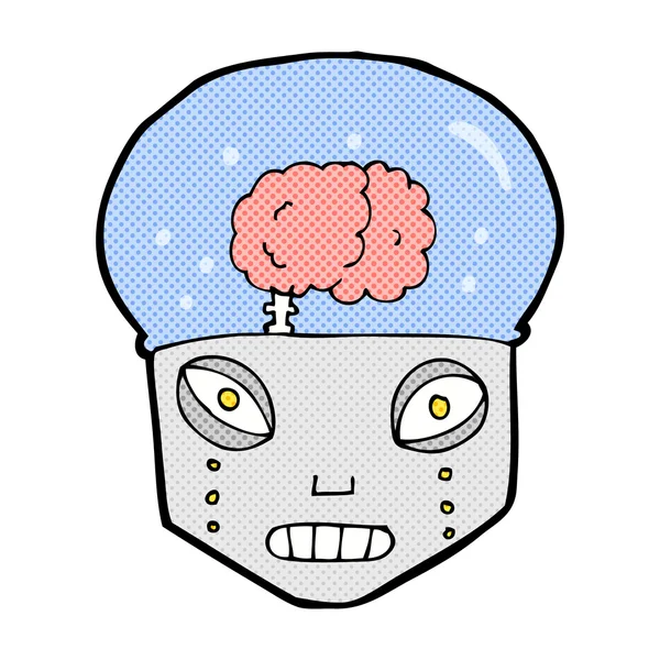 Comic cartoon spooky robot head — Stock Vector