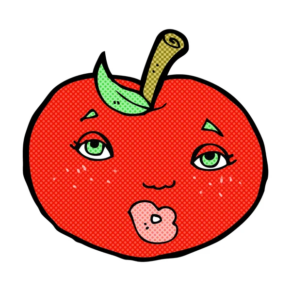 Jabłko komiks kreskówka z twarzy — Wektor stockowy