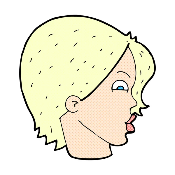 Comic cartoon female face — Stock Vector