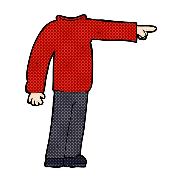 Comic cartoon headless man pointing — Stock Vector