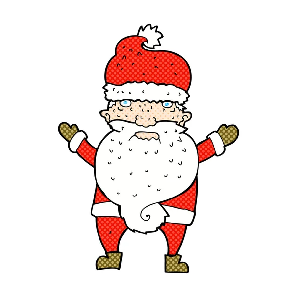 Fumetto scontroso Babbo Natale — Vettoriale Stock