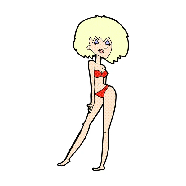 Komik karikatür kadın bikini — Stok Vektör