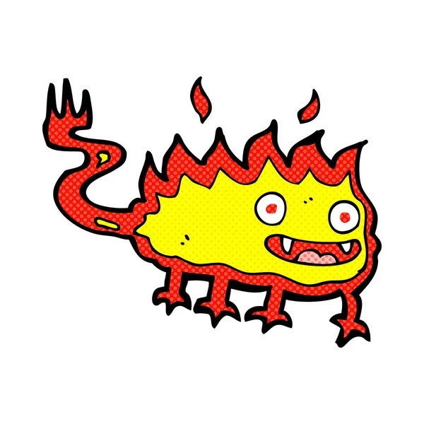 Comic cartoon little fire demon — стоковый вектор