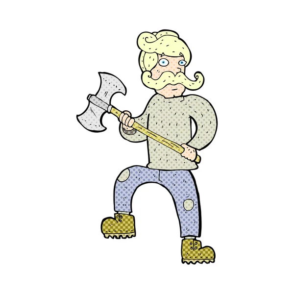Strip cartoon man met de bijl — Stockvector
