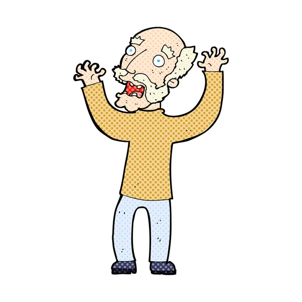 Comic cartoon terrified old man — Stock Vector