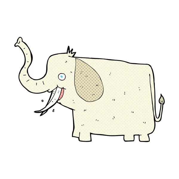 Dibujos animados cómicos elefante feliz — Vector de stock