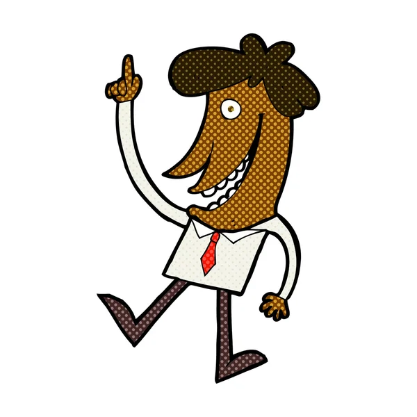 Strip cartoon man met idee — Stockvector