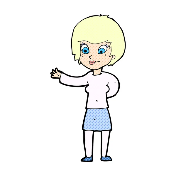 Strip cartoon gastvrije vrouw — Stockvector