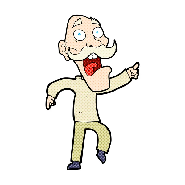 コミック漫画のおびえた老人 — ストックベクタ