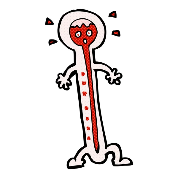 Comiczeichentrick heißes Thermometer — Stockvektor