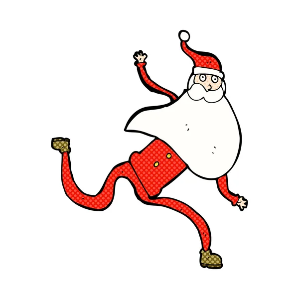 Comic cartoon running santa — Stock Vector