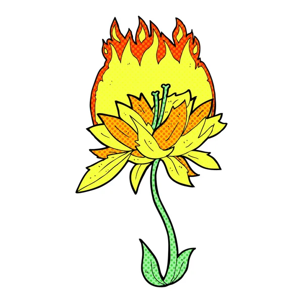 Desenhos animados em quadrinhos flor ardente —  Vetores de Stock