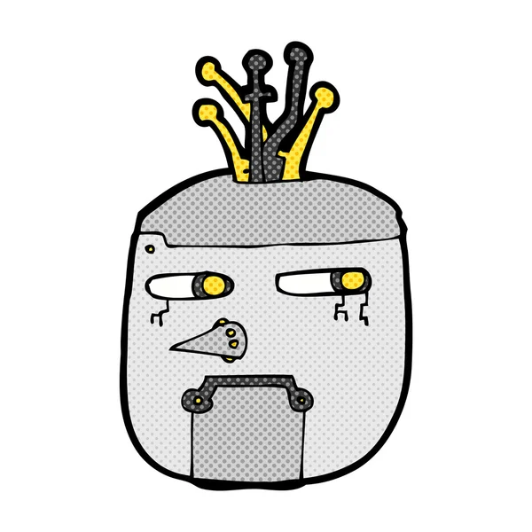 Komiska cartoon robot huvud — Stock vektor