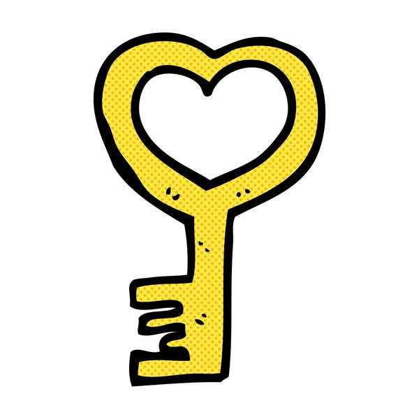 Vicces rajzfilm szív alakú kulcs — Stock Vector