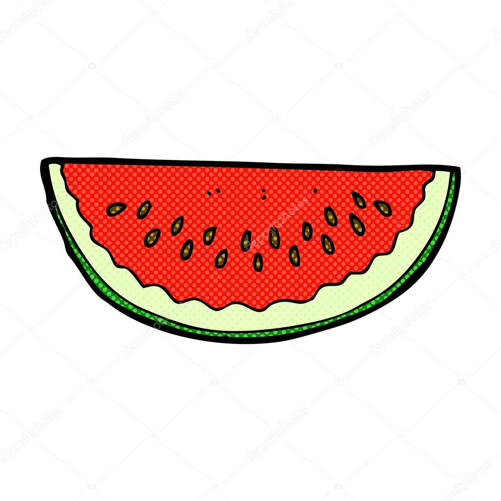 tranche de melon d'eau dessin animé comique — Image vectorielle