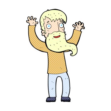 komik karikatür sakallı heyecanlı