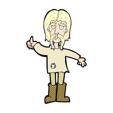 komik karikatür hippi adam sembol Yaşasın vererek