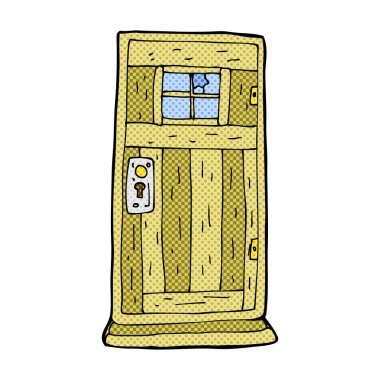 komik karikatür eski ahşap kapı
