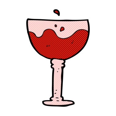 komik karikatür bardak kırmızı şarap