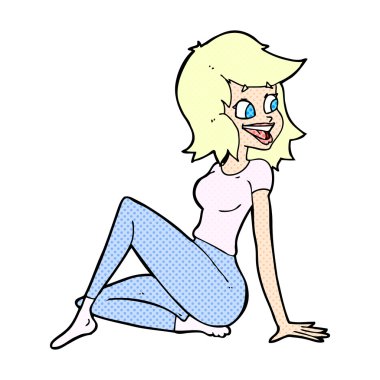 komik karikatür güzel kadın mutlu görünüyordu