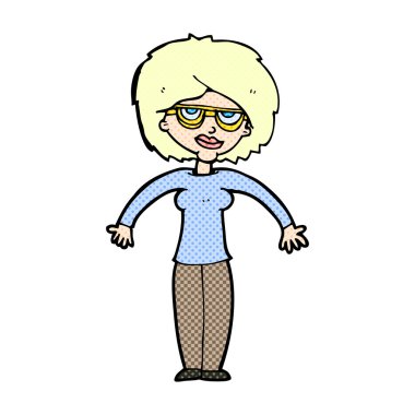 omuzlarında shrugging komik karikatür kadın