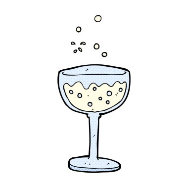 komik karikatür köpüklü şarap