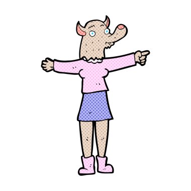 komik karikatür işaretleme kurt adam kadın