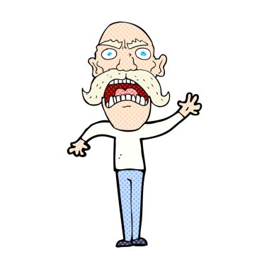 komik karikatür kızgın ihtiyar