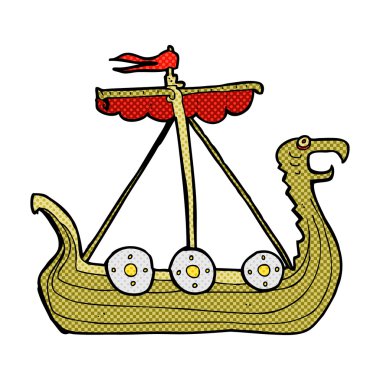 komik karikatür viking gemisi