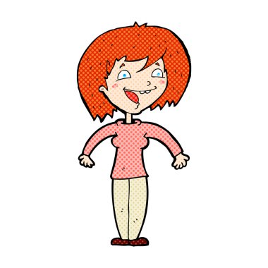 komik çizgi film heyecanlı kadın