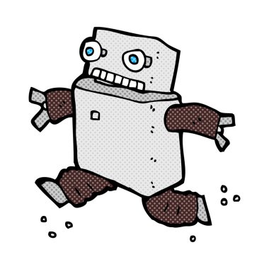 komik karikatür çalışan robot