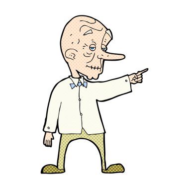 komik karikatür ihtiyar işaret