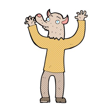 komik karikatür mutlu kurt adam