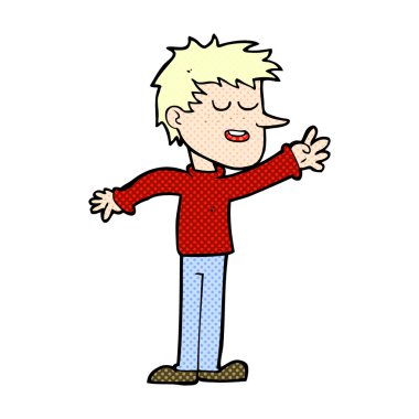 komik karikatür mutlu adam ulaşan