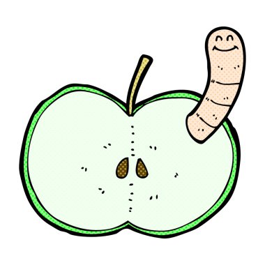 komik karikatür apple ile solucan