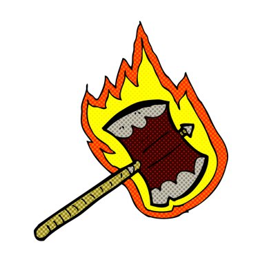 komik karikatür yanan balta