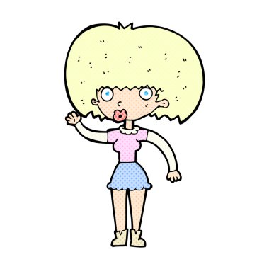 komik karikatür kadın sallayarak