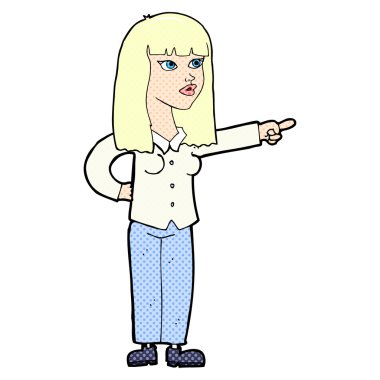 komik karikatür güzel kadın işaret