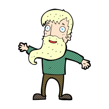 Sakal sallayarak ile komik karikatür adam