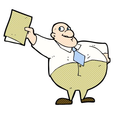 komik karikatür mutlu patron ile dosya