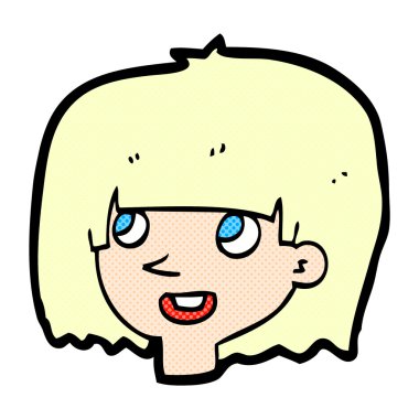 komik karikatür mutlu kadın yüzü