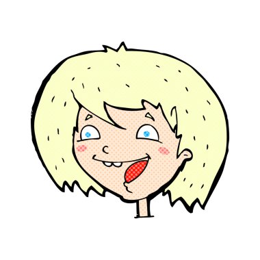 komik karikatür mutlu kız