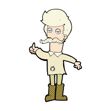 Zavallı giysili yaşlı adam komik karikatür